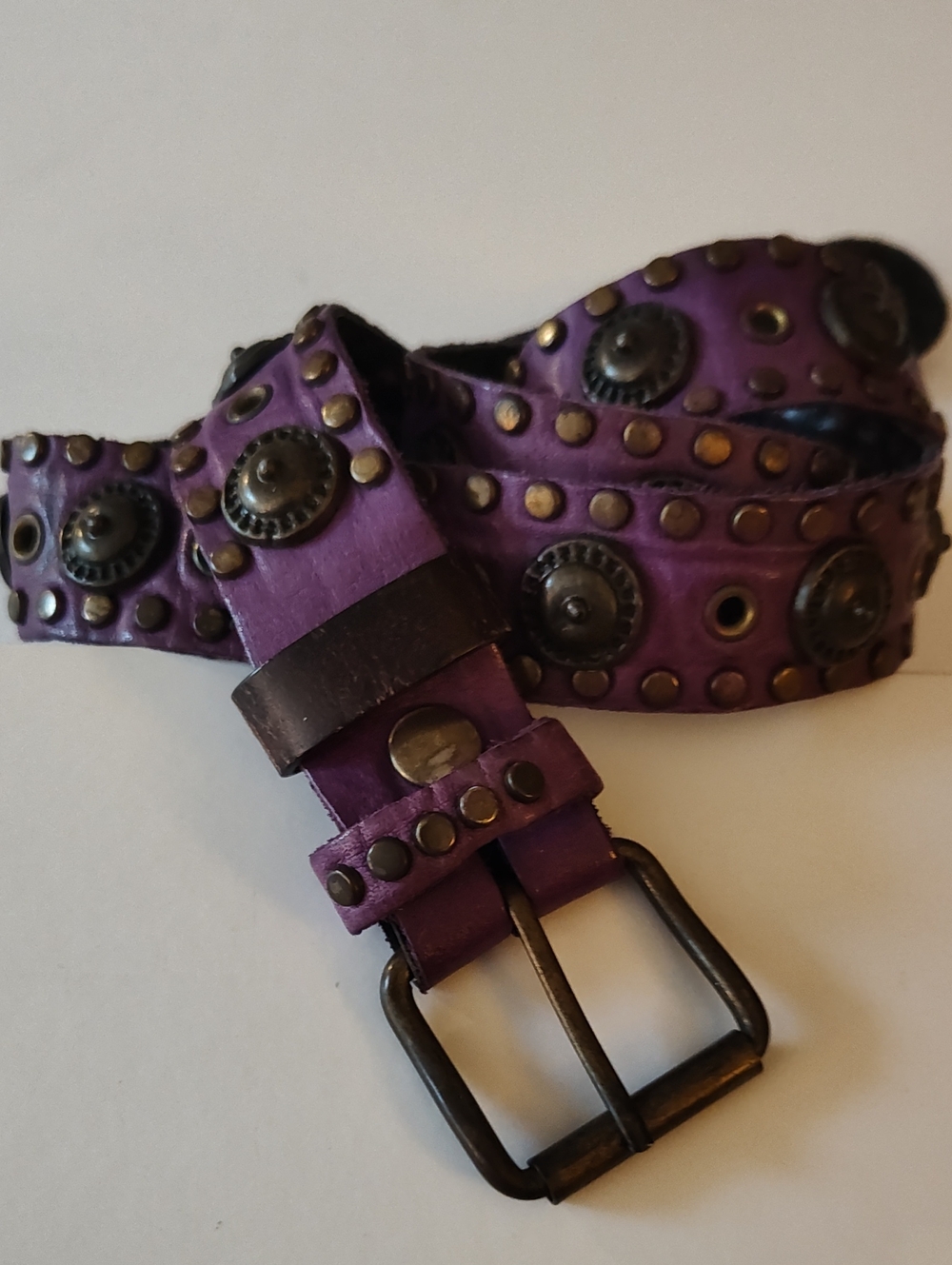 New York & Company Purple Studded Leather Belt